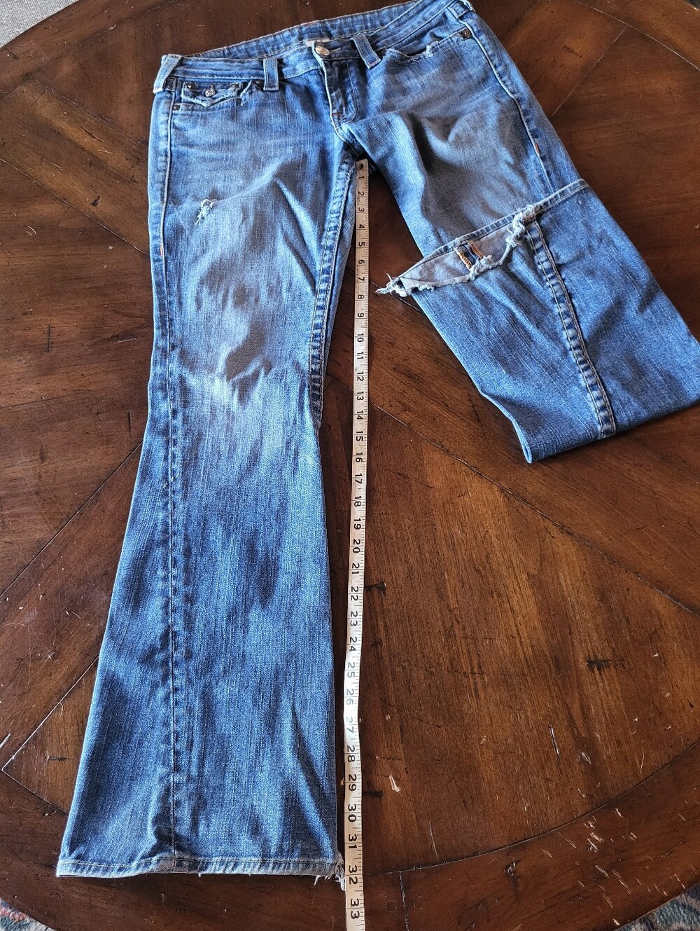 True Religion Blue Boot Cut Jeans with Signature Stitching - Picture 10 of 11